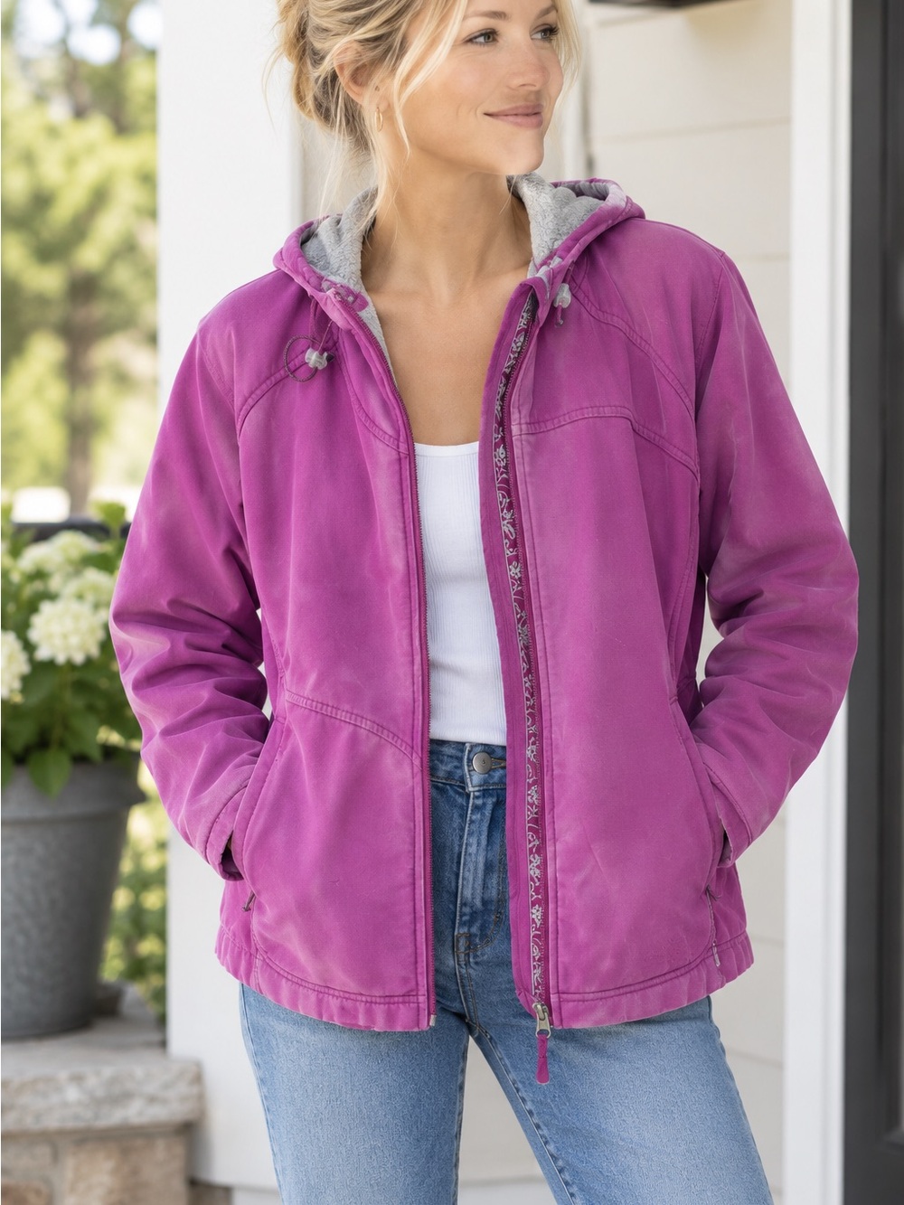 L.L. Bean Women's Teddy-Lined Jacket in Magenta